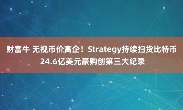 財富牛 無視幣價高企！Strategy持續掃貨比特幣 24.6億美元豪購創第三大紀錄